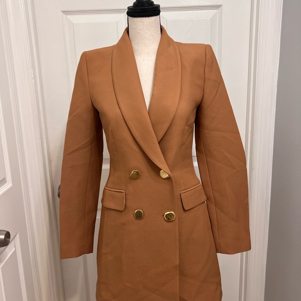 Zara Tan Blazer with Gold Buttons
